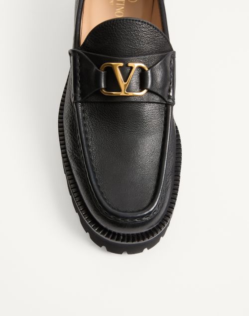 Valentino Garavani - Vlogo Signature Loafer Aus Büffelleder - Schwarz - Mann - Loafers Und Drivers